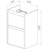 Тумба LEMARK COMBI 45 см под раковину, подвесная/напольная, 2 ящика, планки-чёрный; корпус/фасад белый глянец LM03C45T-black